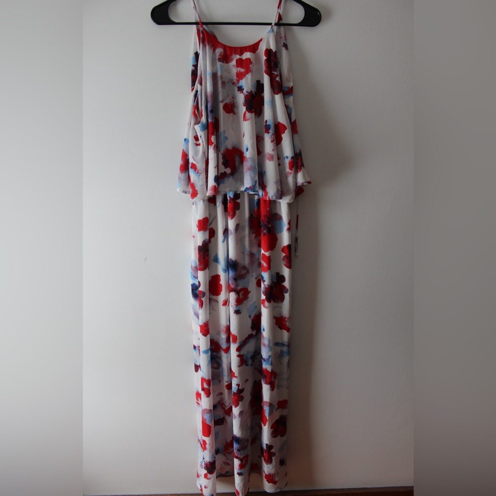 Altar'd State Floral Maxi Dress - Red and Blue